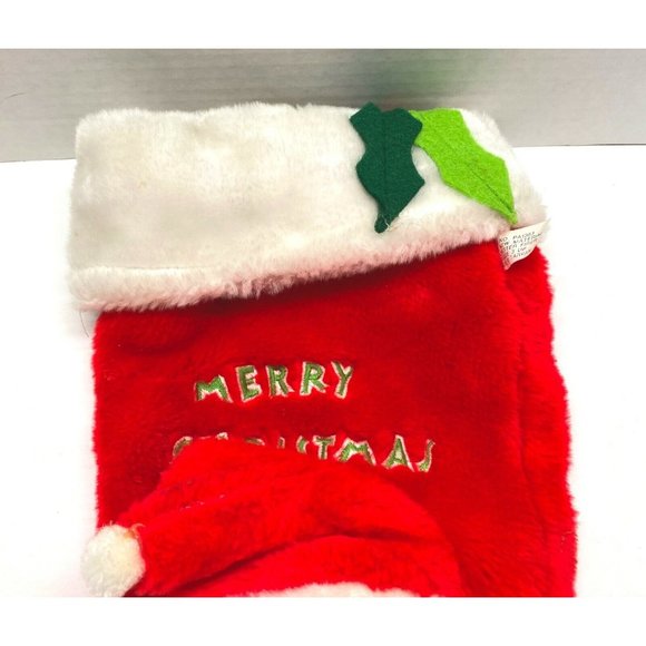 Musical Santa Claus Christmas Stocking Holiday Decor Red Plush 15" Long - Picture 5 of 9